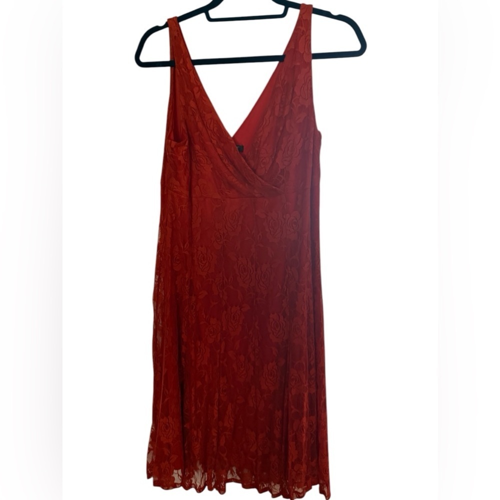 Glamour Red/Orange Lace Dress – Size 14